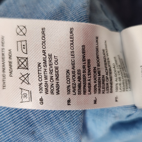 Kangol blue longsleeve polka dot band collar button-up shirt size large - Picture 7 of 9